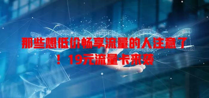 那些想低价畅享流量的人注意了！19元流量卡来袭