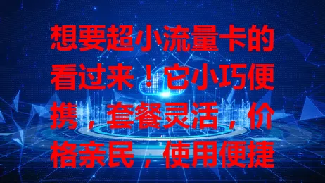想要超小流量卡的看过来！它小巧便携，套餐灵活，价格亲民，使用便捷。流量需求不大的你，选小流量卡，享受恰到好处的网络支持，让数字生活更轻松自在！