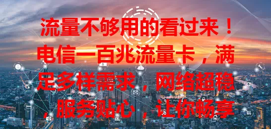 流量不够用的看过来！电信一百兆流量卡，满足多样需求，网络超稳，服务贴心，让你畅享便捷畅快网络生活