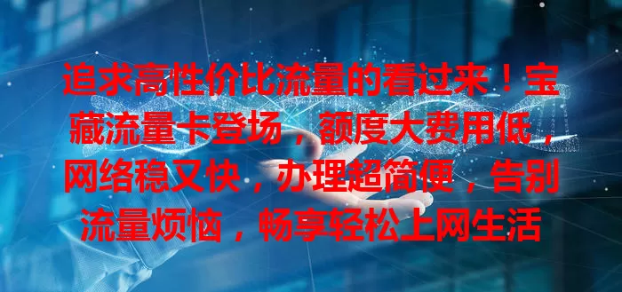 追求高性价比流量的看过来！宝藏流量卡登场，额度大费用低，网络稳又快，办理超简便，告别流量烦恼，畅享轻松上网生活