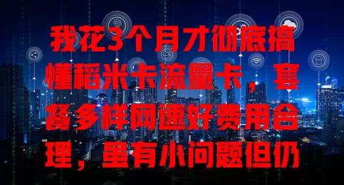 我花3个月才彻底搞懂稻米卡流量卡，套餐多样网速好费用合理，虽有小问题但仍值得推荐
