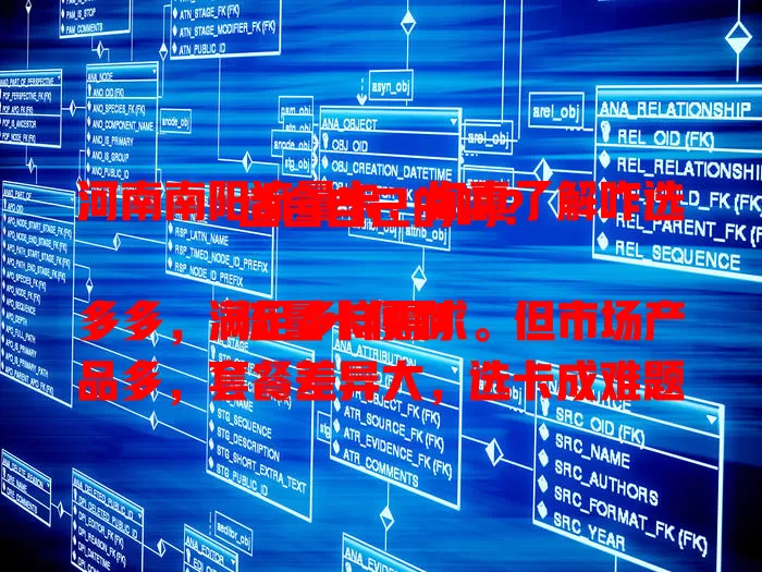 河南南阳流量卡，你真了解咋选适合自己的吗？

流量卡便利多多，满足多样需求。但市场产品多，套餐差异大，选卡成难题。要综合考虑使用习惯与需求，侧重流量或性价比？深入了解才能挑到合适的，畅享移动互联网精彩 。