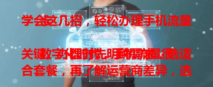 学会这几招，轻松办理手机流量卡

数字化时代，手机流量很关键。办理时先明确需求，选适合套餐，再了解运营商差异，选正规渠道，注意合约期和套餐外流量收费等细节，综合考量，就能轻松办满意流量卡，畅享数字生活。