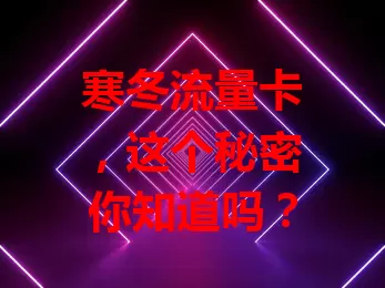 寒冬流量卡，这个秘密你知道吗？