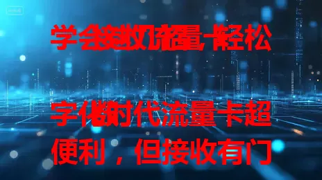 学会这几招，轻松接收流量卡

数字化时代流量卡超便利，但接收有门道。要了解类型，关注套餐，留意信号覆盖，注意激活流程，妥善保管。掌握这些，就能轻松接收，畅享网络体验