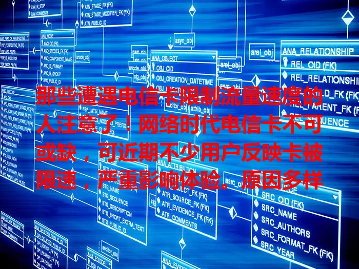 那些遭遇电信卡限制流量速度的人注意了！网络时代电信卡不可或缺，可近期不少用户反映卡被限速，严重影响体验。原因多样，用户盼合理方案，电信公司应重视，保障网络服务，让大家畅享数字便利