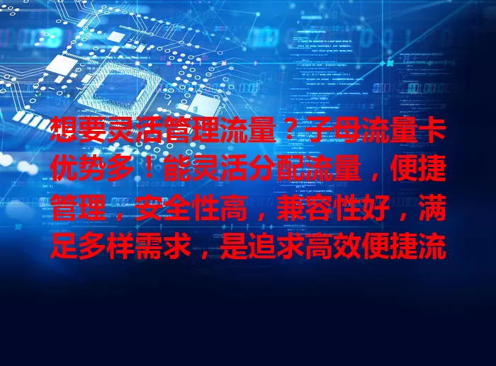想要灵活管理流量？子母流量卡优势多！能灵活分配流量，便捷管理，安全性高，兼容性好，满足多样需求，是追求高效便捷流量体验者的不错选择