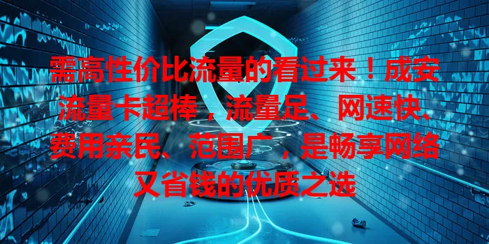 需高性价比流量的看过来！成安流量卡超棒，流量足、网速快、费用亲民、范围广，是畅享网络又省钱的优质之选