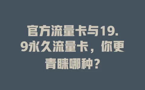 官方流量卡与19.9永久流量卡，你更青睐哪种？