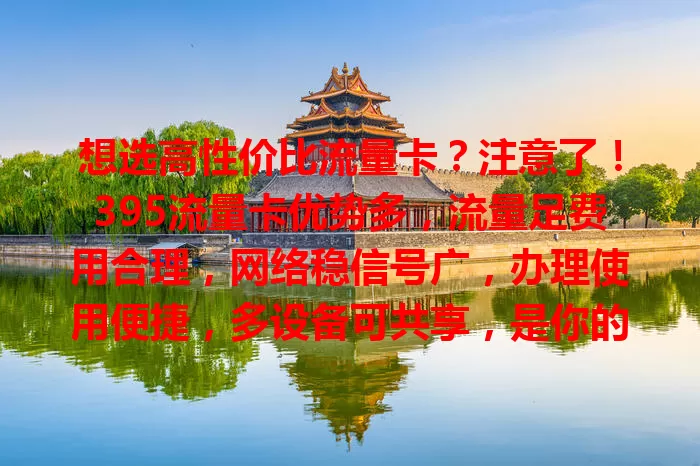 想选高性价比流量卡？注意了！395流量卡优势多，流量足费用合理，网络稳信号广，办理使用便捷，多设备可共享，是你的不错之选，别再烦恼，快来试试！