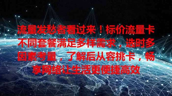 流量发愁者看过来！标价流量卡不同套餐满足多样需求，选时多因素考量，了解后从容挑卡，畅享网络让生活更便捷高效