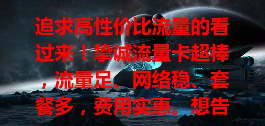 追求高性价比流量的看过来！挚诚流量卡超棒，流量足、网络稳、套餐多，费用实惠。想告别流量烦恼，畅享便捷网络生活，就选它！