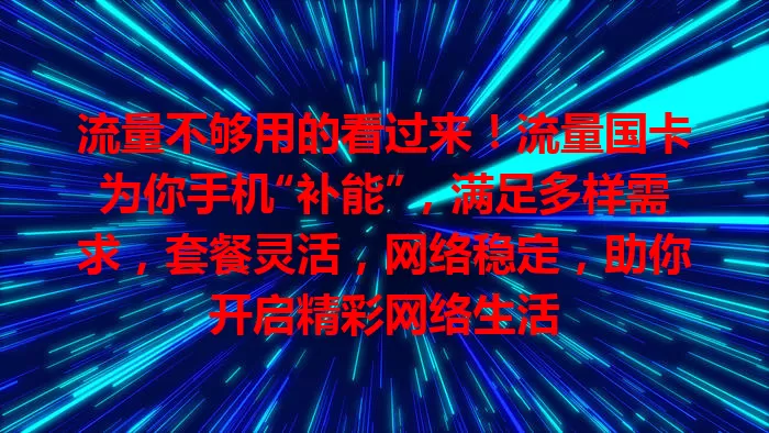 流量不够用的看过来！流量国卡为你手机“补能”，满足多样需求，套餐灵活，网络稳定，助你开启精彩网络生活