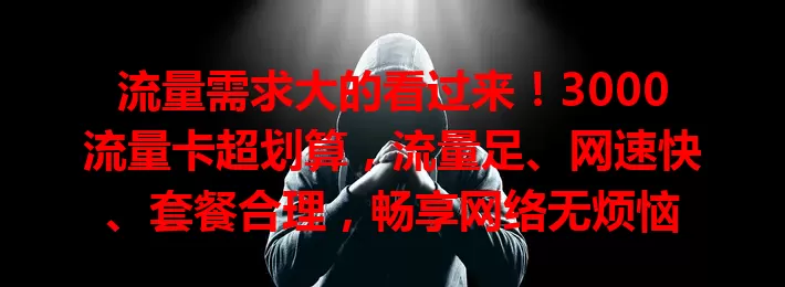 流量需求大的看过来！3000流量卡超划算，流量足、网速快、套餐合理，畅享网络无烦恼