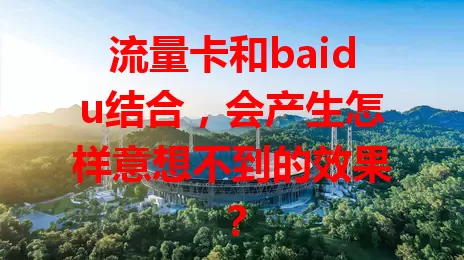 流量卡和baidu结合，会产生怎样意想不到的效果？