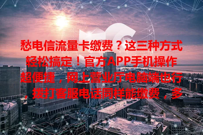 愁电信流量卡缴费？这三种方式轻松搞定！官方APP手机操作超便捷，网上营业厅电脑端也行，拨打客服电话同样能缴费，多种方式任你挑，告别缴费烦恼！