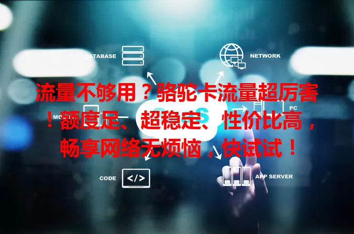 流量不够用？骆驼卡流量超厉害！额度足、超稳定、性价比高，畅享网络无烦恼，快试试！