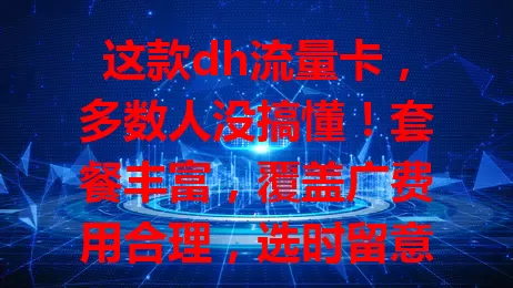 这款dh流量卡，多数人没搞懂！套餐丰富，覆盖广费用合理，选时留意要点，是流量需求者的不错之选