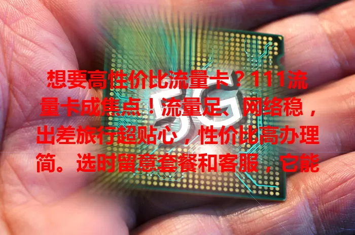 想要高性价比流量卡？111流量卡成焦点！流量足、网络稳，出差旅行超贴心，性价比高办理简。选时留意套餐和客服，它能给你满意体验！