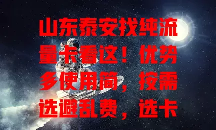 山东泰安找纯流量卡看这！优势多使用简，按需选避乱费，选卡留意要点，多做功课挑适合的享便捷上网