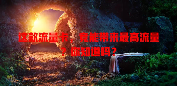 这款流量卡，竟能带来最高流量？你知道吗？
