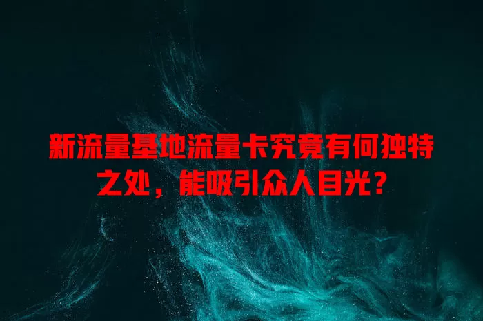 新流量基地流量卡究竟有何独特之处，能吸引众人目光？