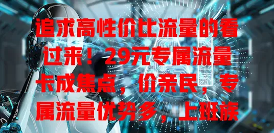 追求高性价比流量的看过来！29元专属流量卡成焦点，价亲民，专属流量优势多，上班族学生都适用，愁流量费的快来关注