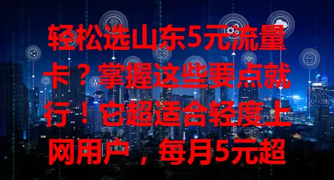 轻松选山东5元流量卡？掌握这些要点就行！它超适合轻度上网用户，每月5元超划算。山东本地网络覆盖广，套餐细节、网速也得留意，综合多因素，就能选到适合自己的卡，畅享便捷网络生活。