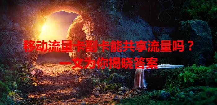 移动流量卡副卡能共享流量吗？一文为你揭晓答案