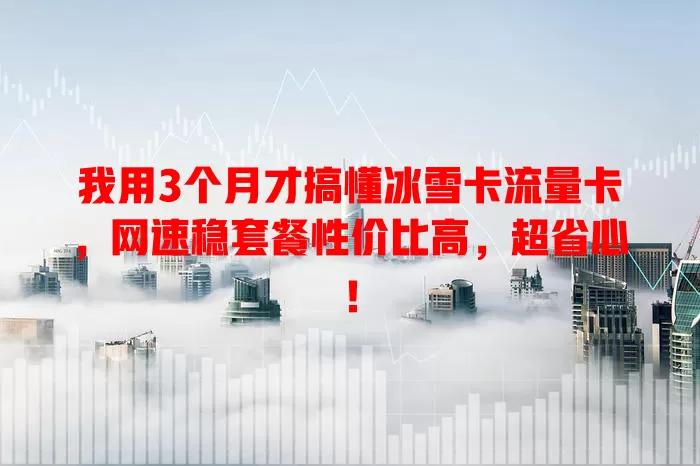 我用3个月才搞懂冰雪卡流量卡，网速稳套餐性价比高，超省心！