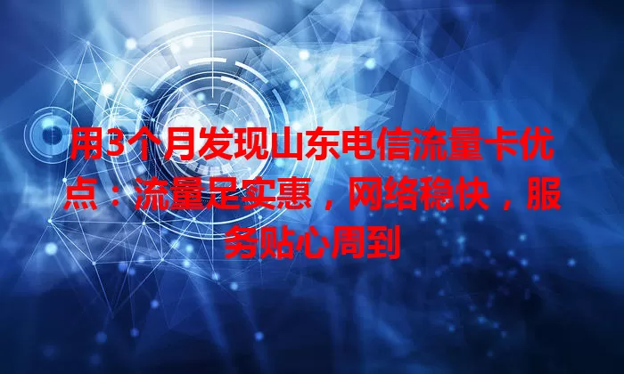 用3个月发现山东电信流量卡优点：流量足实惠，网络稳快，服务贴心周到