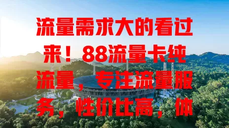 流量需求大的看过来！88流量卡纯流量，专注流量服务，性价比高，体验好！