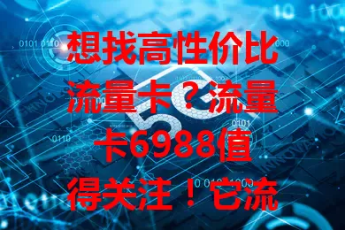 想找高性价比流量卡？流量卡6988值得关注！它流量足、费用优、网速快，套餐灵活，能满足不同需求，或成你理想之选，带来便捷畅快网络生活