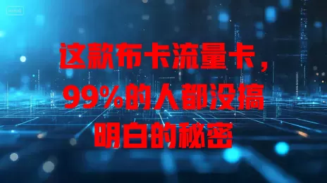 这款布卡流量卡，99%的人都没搞明白的秘密