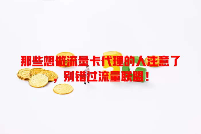 那些想做流量卡代理的人注意了，别错过流量联盟！