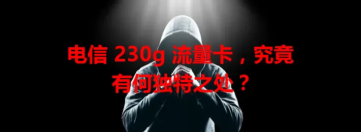 电信 230g 流量卡，究竟有何独特之处？