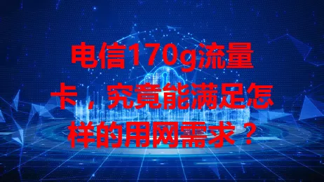 电信170g流量卡，究竟能满足怎样的用网需求？